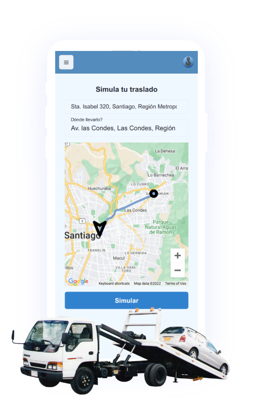 grúa remolque transportando un automóvil en Chile